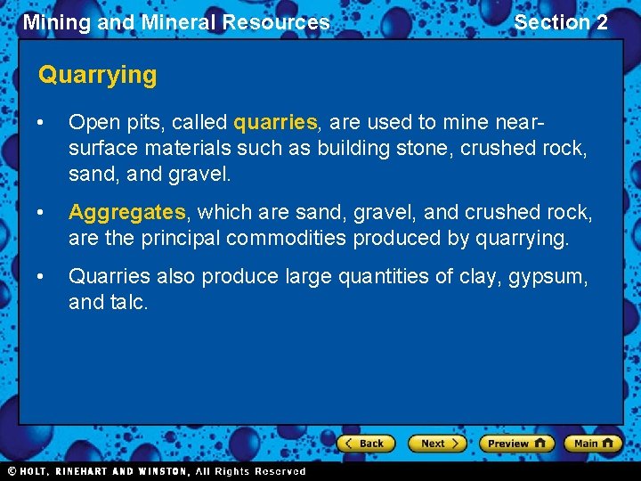 Mining and Mineral Resources Bellringer Section 2 Mining