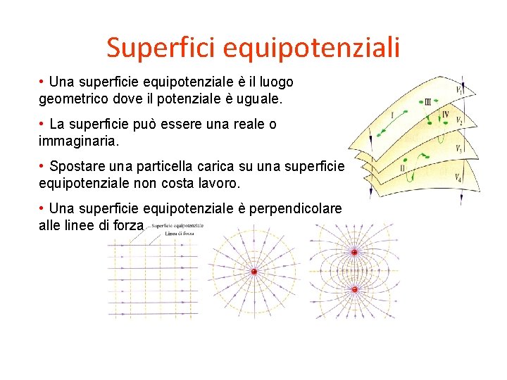 Superfici equipotenziali • Una superficie equipotenziale è il luogo geometrico dove il potenziale è Superfici equipotenziali • Una superficie equipotenziale è il luogo geometrico dove il potenziale è