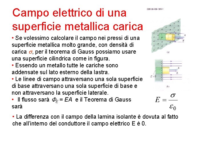 Campo elettrico di una superficie metallica carica • Se volessimo calcolare il campo nei Campo elettrico di una superficie metallica carica • Se volessimo calcolare il campo nei
