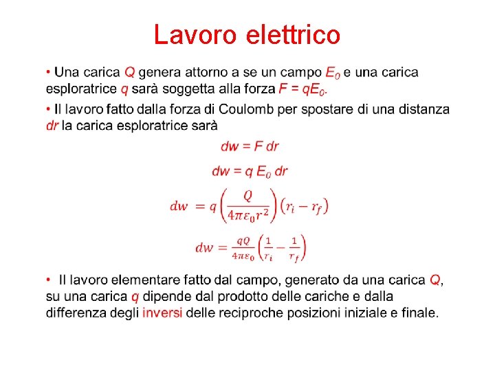 Lavoro elettrico Lavoro elettrico