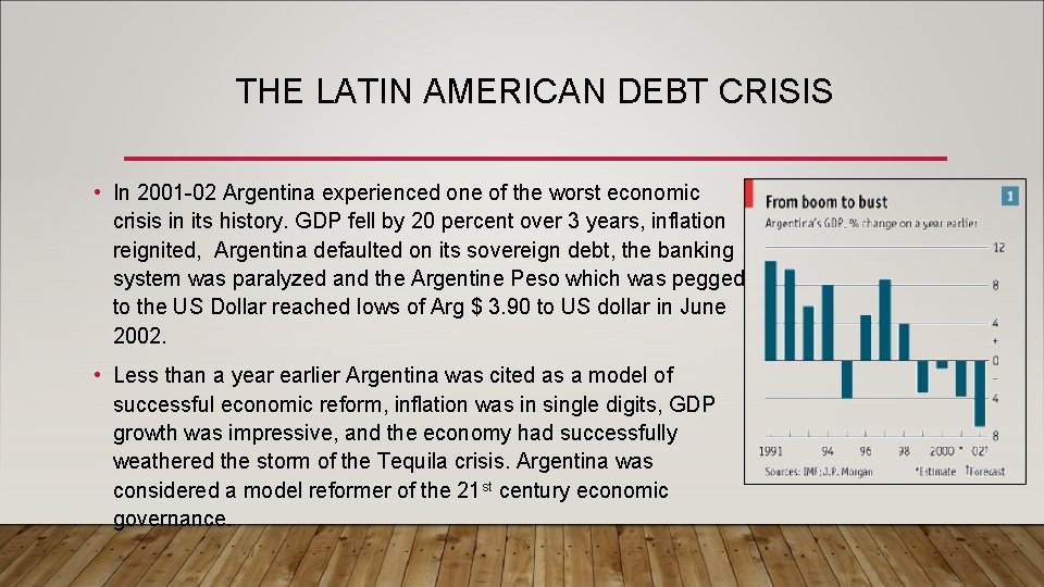 THE LATIN AMERICAN DEBT CRISIS • In 2001 -02 Argentina experienced one of the