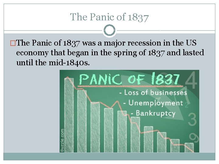 The Panic of 1837 �The Panic of 1837 was a major recession in the