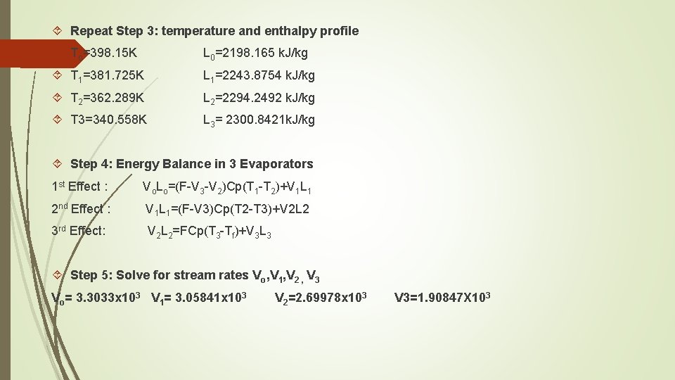  Repeat Step 3: temperature and enthalpy profile To=398. 15 K L 0=2198. 165
