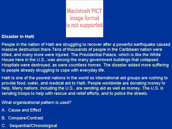 Disaster in Haiti People in the nation of Haiti are struggling to recover after