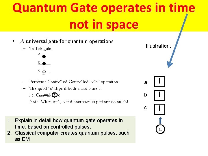 Quantum Gate operates in time not in space • A universal gate for quantum