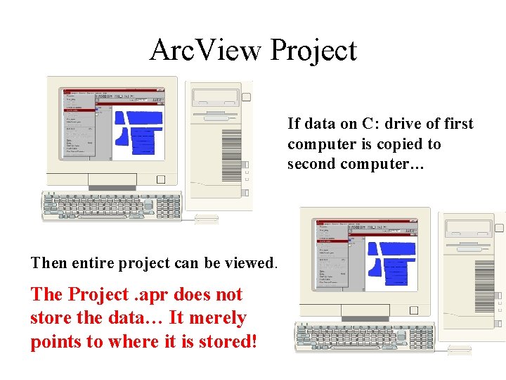 Arc. View Project If data on C: drive of first computer is copied to