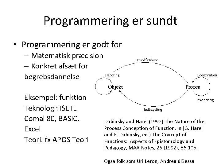 Programmering er sundt • Programmering er godt for – Matematisk præcision – Konkret afsæt