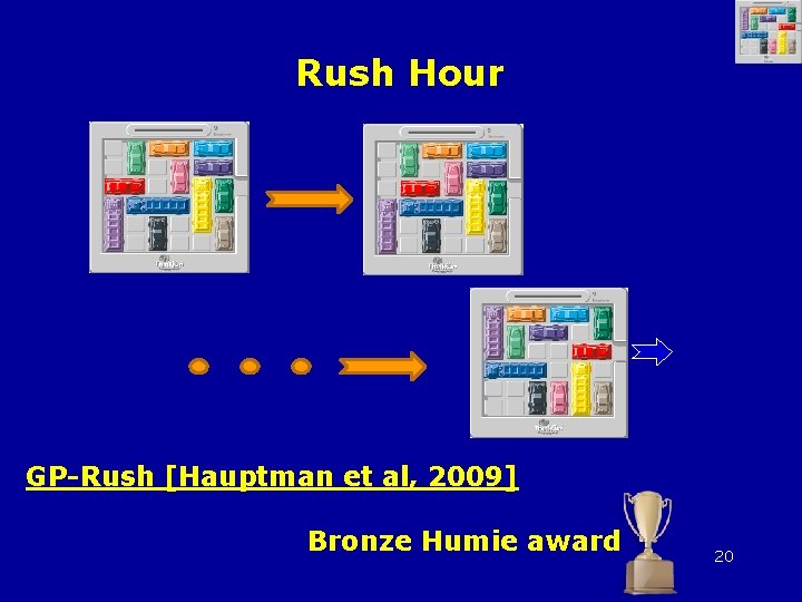 Rush Hour GP-Rush [Hauptman et al, 2009] Bronze Humie award 20 