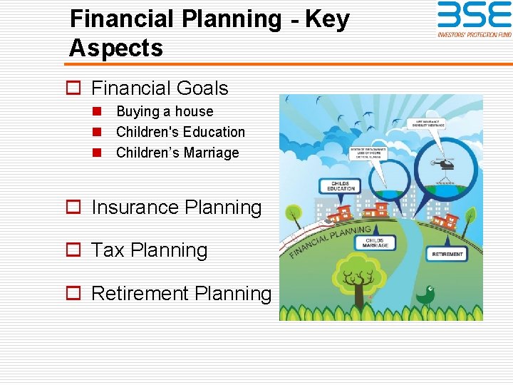 Financial Planning - Key Aspects o Financial Goals n Buying a house n Children's