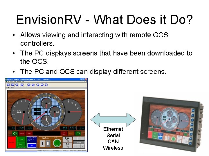 Envision. RV - What Does it Do? • Allows viewing and interacting with remote