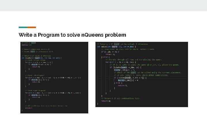 Write a Program to solve n. Queens problem 