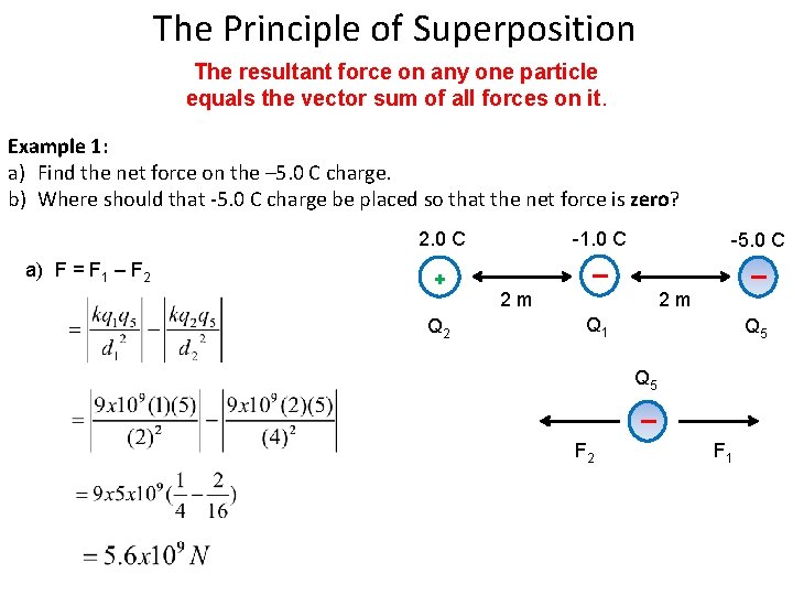 The Principle of Superposition The resultant force on any one particle equals the vector