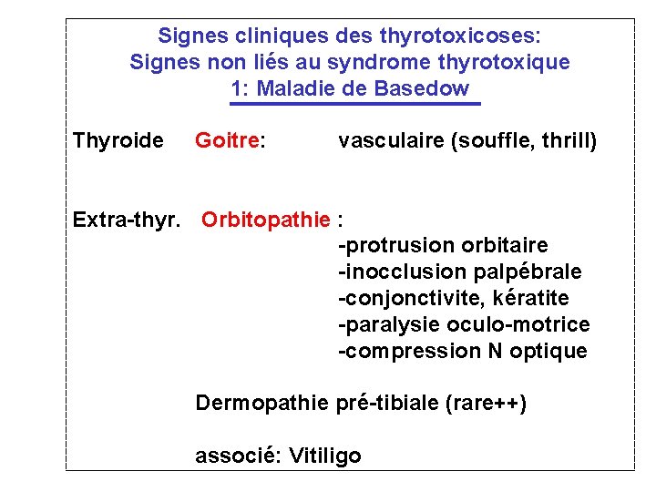 Signes cliniques des thyrotoxicoses: Signes non liés au syndrome thyrotoxique 1: Maladie de Basedow