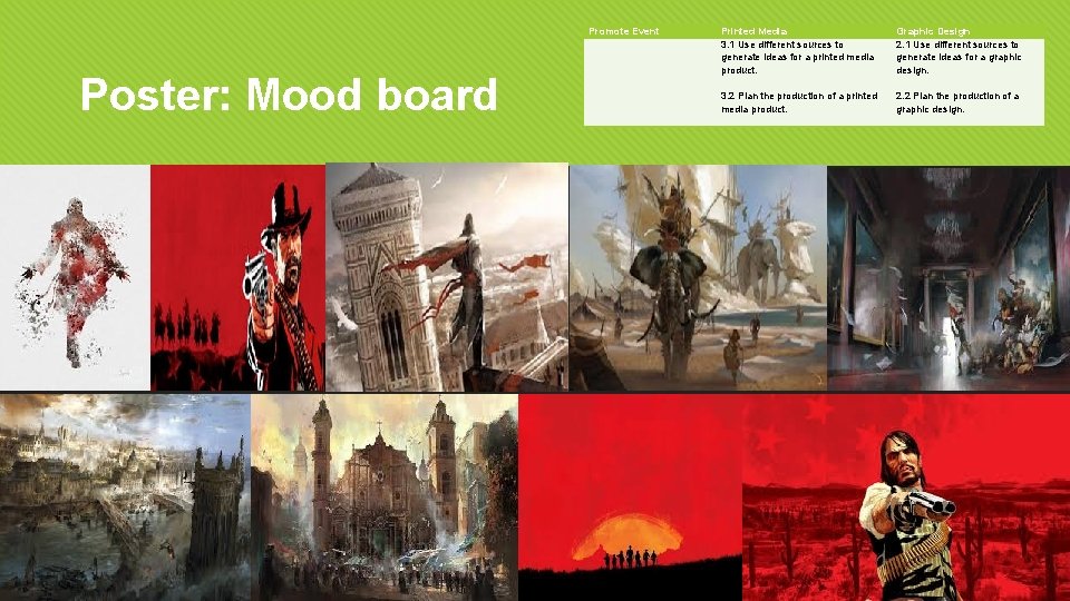 Promote Event Poster: Mood board Printed Media 3. 1 Use different sources to generate