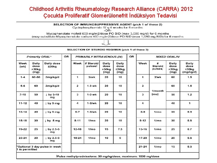 Childhood Arthritis Rheumatology Research Alliance (CARRA) 2012 Çocukta Proliferatif Glomerülonefrit İndüksiyon Tedavisi 