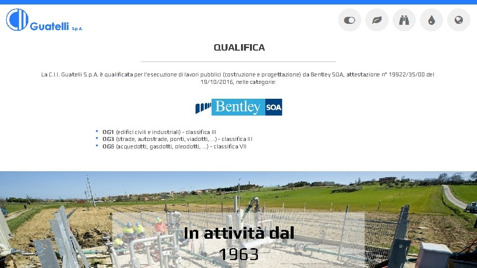 QUALIFICA La C. I. I. Guatelli S. p. A. è qualificata per l'esecuzione di