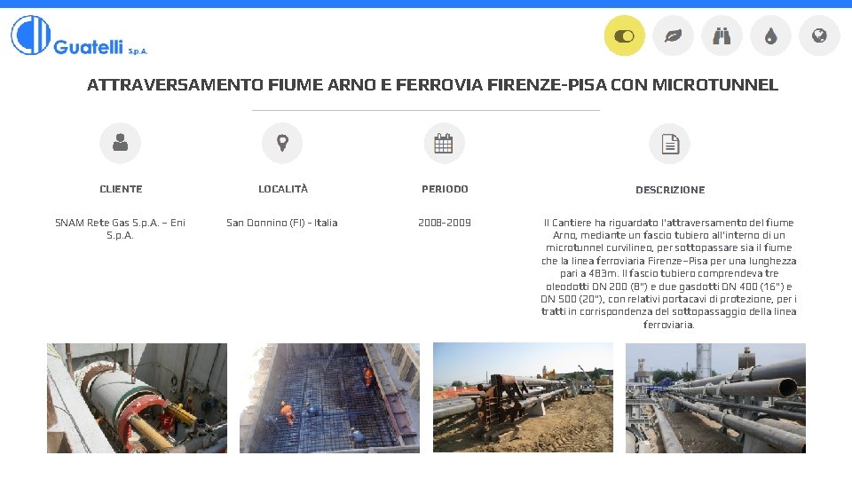 ATTRAVERSAMENTO FIUME ARNO E FERROVIA FIRENZE-PISA CON MICROTUNNEL CLIENTE LOCALITÀ PERIODO DESCRIZIONE SNAM Rete