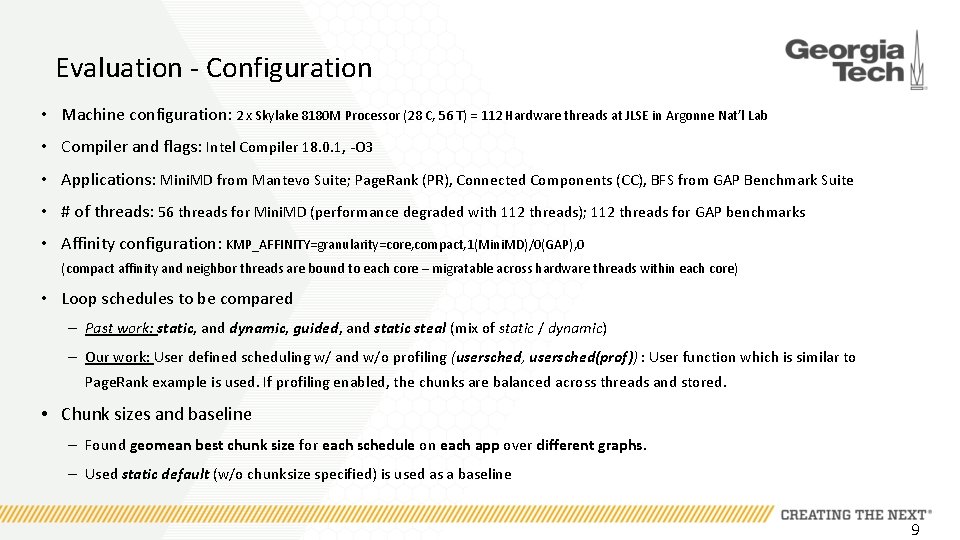 Evaluation - Configuration • Machine configuration: 2 x Skylake 8180 M Processor (28 C, Evaluation - Configuration • Machine configuration: 2 x Skylake 8180 M Processor (28 C,