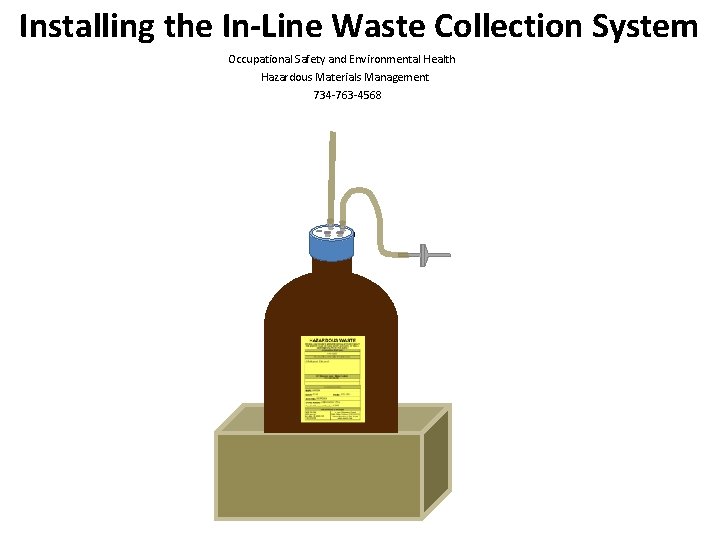 Installing the In-Line Waste Collection System Occupational Safety and Environmental Health Hazardous Materials Management