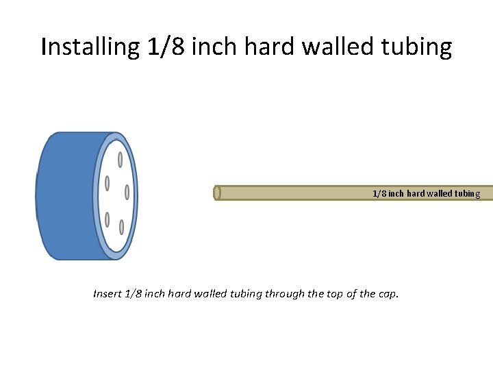 Installing 1/8 inch hard walled tubing Insert 1/8 inch hard walled tubing through the