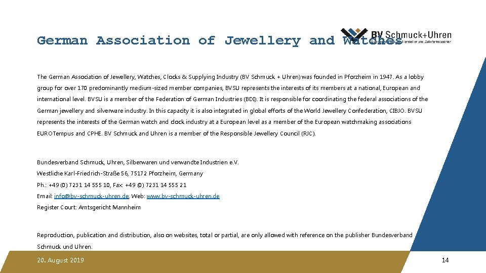 German Association of Jewellery and Watches The German Association of Jewellery, Watches, Clocks &