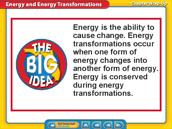 Energy is the ability to cause change. Energy transformations occur when one form of