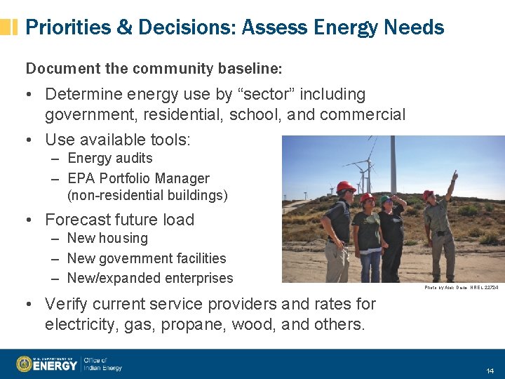 Priorities & Decisions: Assess Energy Needs Document the community baseline: • Determine energy use