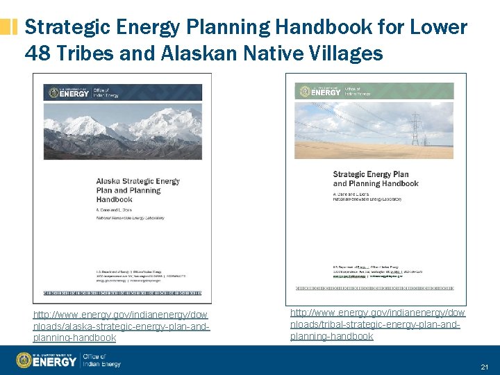 Strategic Energy Planning Handbook for Lower 48 Tribes and Alaskan Native Villages http: //www.