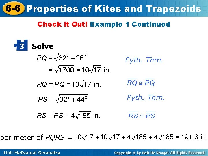 6 -6 Properties of Kites and Trapezoids Check It Out! Example 1 Continued 3