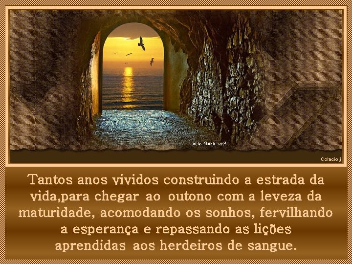 Colacio. j Tantos anos vividos construindo a estrada da vida, para chegar ao outono