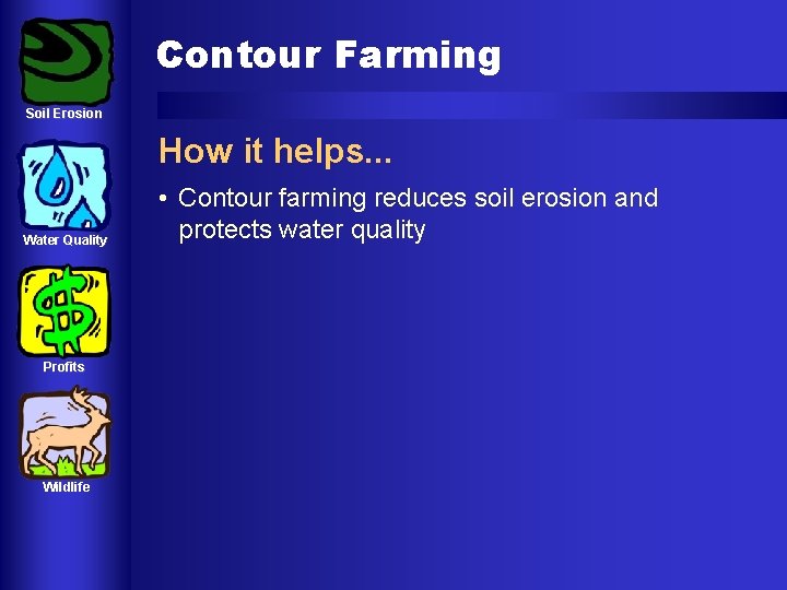 Contour Farming Soil Erosion How it helps. . . Water Quality Profits Wildlife • Contour Farming Soil Erosion How it helps. . . Water Quality Profits Wildlife •