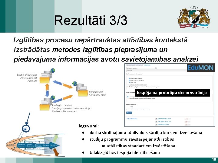 Rezultāti 3/3 Izglītības procesu nepārtrauktas attīstības kontekstā izstrādātas metodes izglītības pieprasījuma un piedāvājuma informācijas