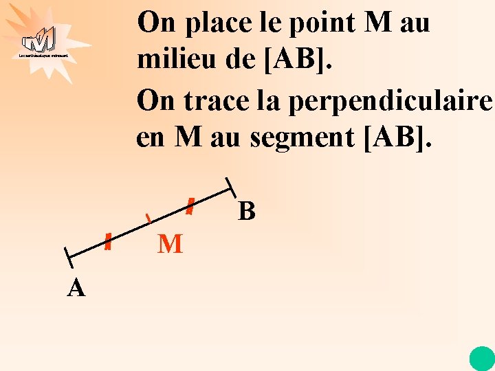Les mathématiques autrement On place le point M au milieu de [AB]. On trace