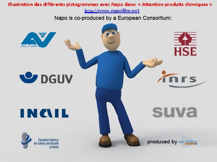 Illustration des différents pictogrammes avec Napo dans: « Attention produits chimiques » http: //www.