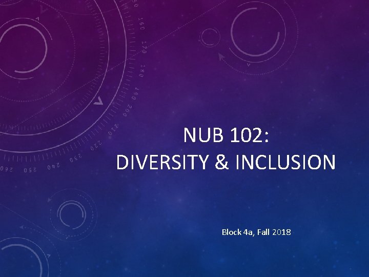 NUB 102: DIVERSITY & INCLUSION Block 4 a, Fall 2018 