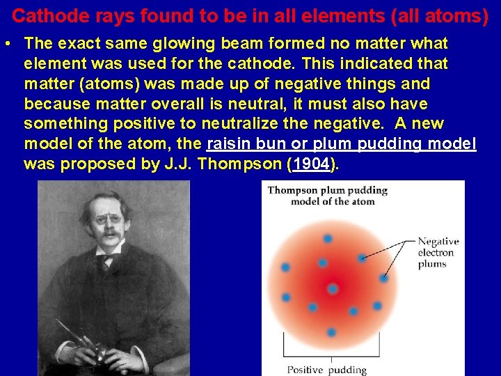 Cathode rays found to be in all elements (all atoms) • The exact same