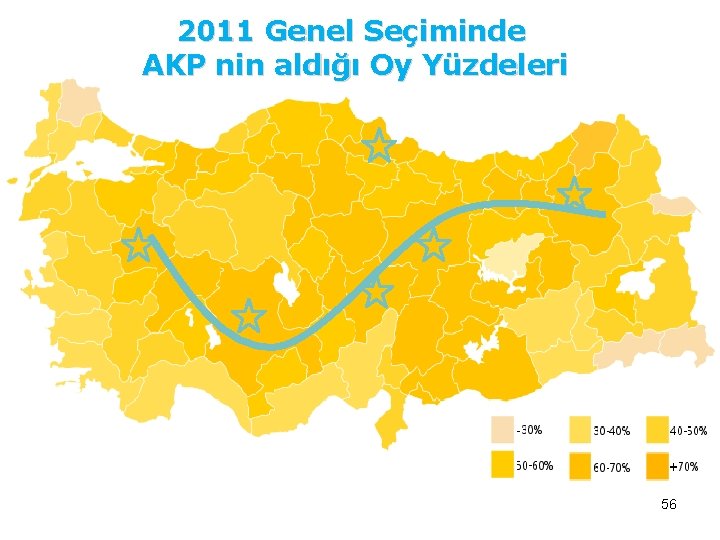 2011 Genel Seçiminde AKP nin aldığı Oy Yüzdeleri 56 