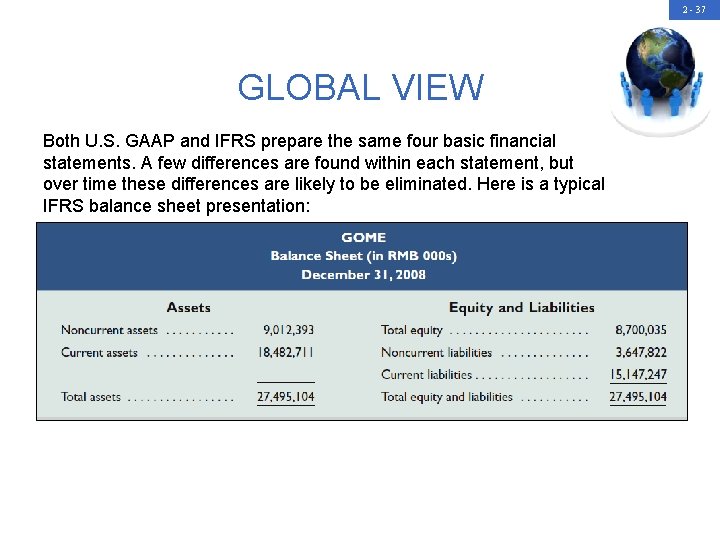 2 - 37 GLOBAL VIEW Both U. S. GAAP and IFRS prepare the same