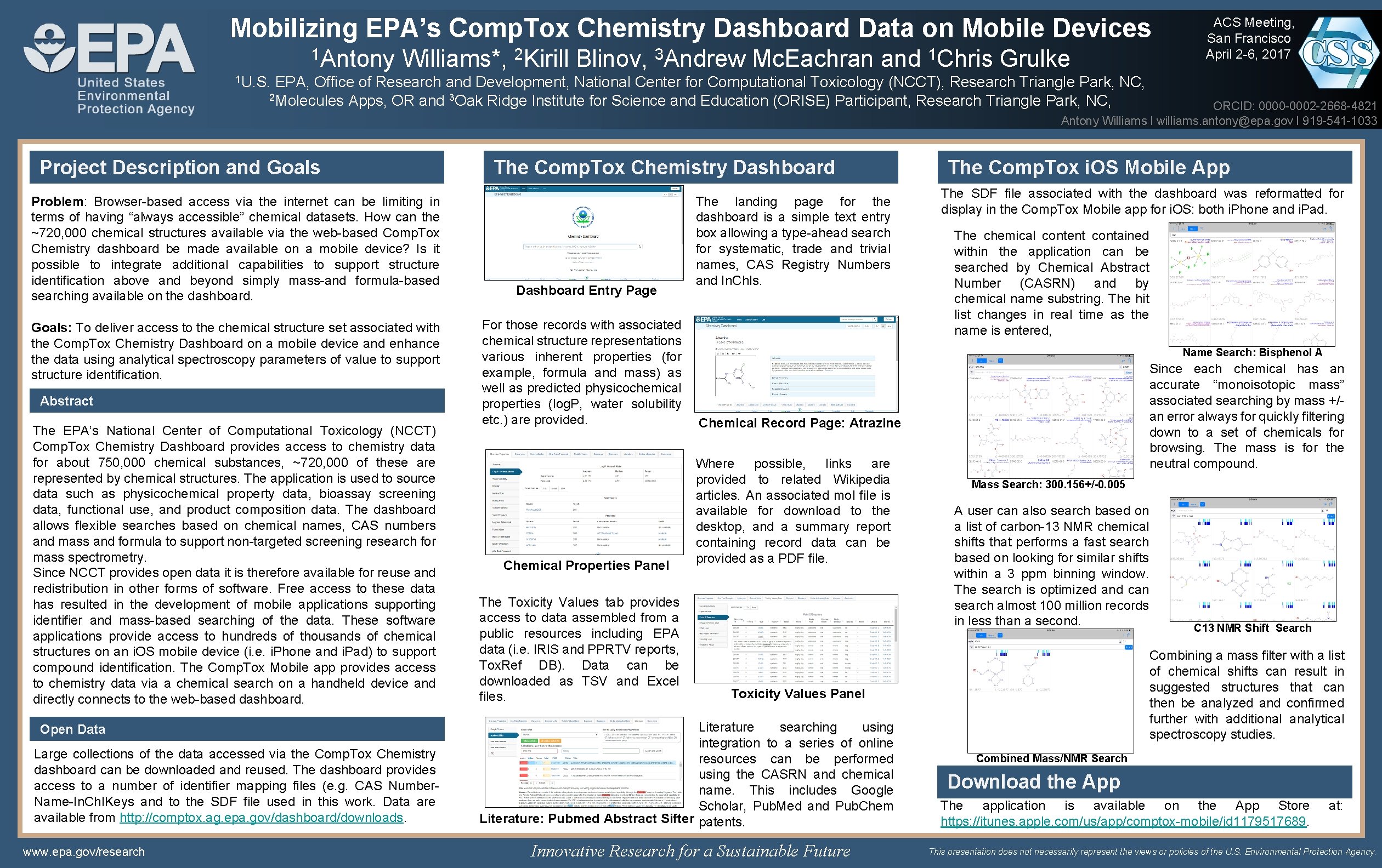 Mobilizing EPA’s Comp. Tox Chemistry Dashboard Data on Mobile Devices 1 Antony Williams*, 2