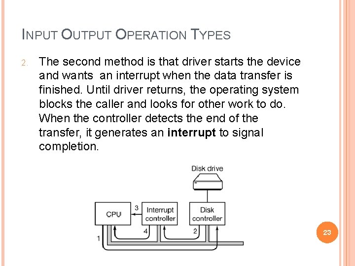 INPUT OUTPUT OPERATION TYPES 2. The second method is that driver starts the device