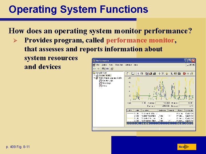 Operating System Functions How does an operating system monitor performance? Ø Provides program, called