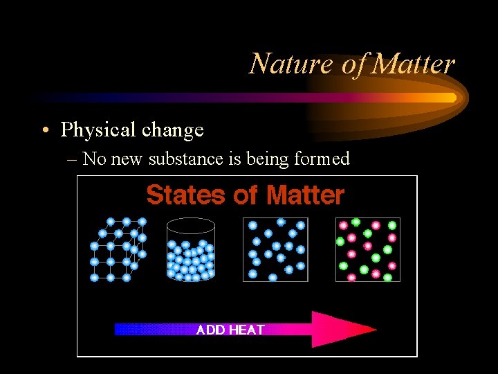 Nature of Matter • Physical change – No new substance is being formed 