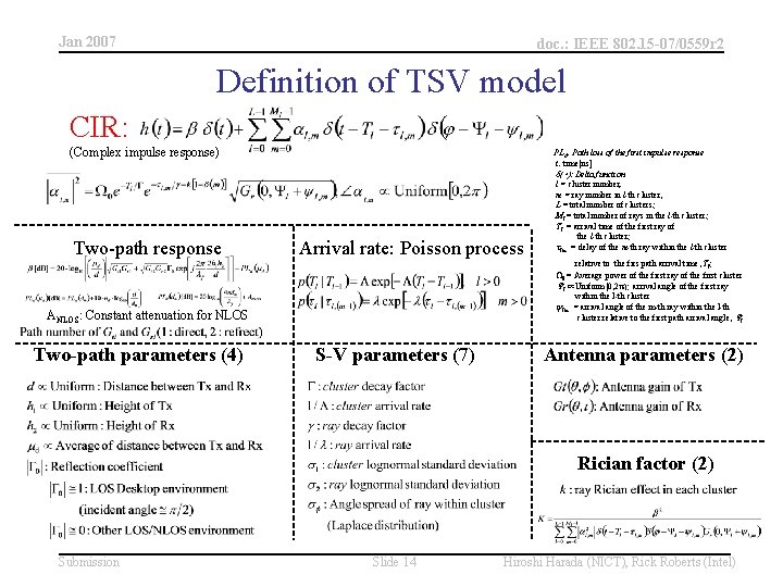 Jan 2007 doc. : IEEE 802. 15 -07/0559 r 2 Definition of TSV model