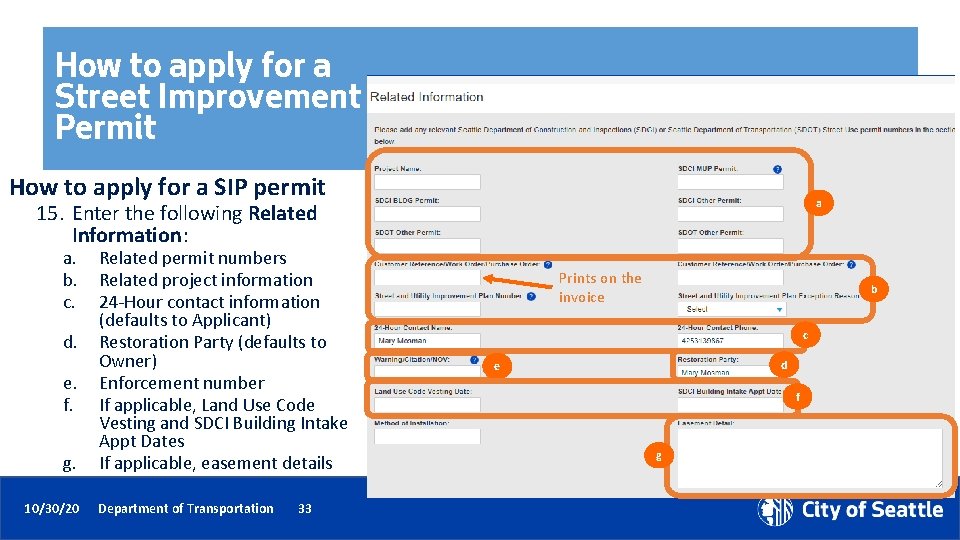 How to apply for a Street Improvement Permit How to apply for a SIP