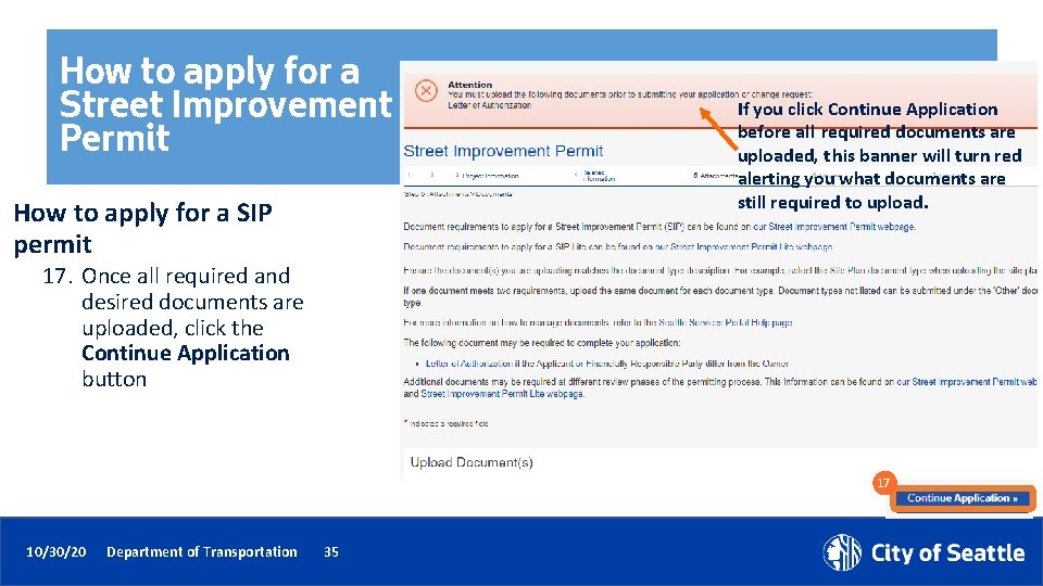 How to apply for a Street Improvement Permit How to apply for a SIP