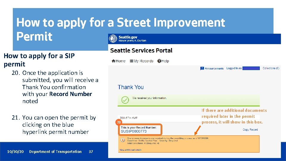 How to apply for a Street Improvement Permit How to apply for a SIP