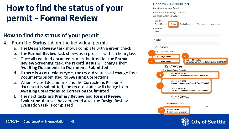 How to find the status of your permit – Formal Review How to find