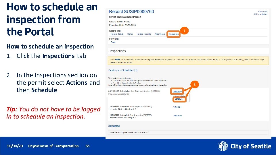 How to schedule an inspection from the Portal 1 How to schedule an inspection