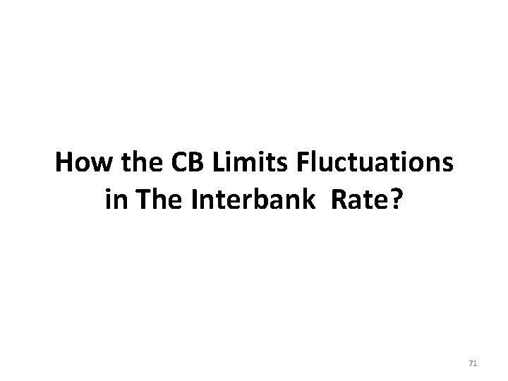 How the CB Limits Fluctuations in The Interbank Rate? 71 