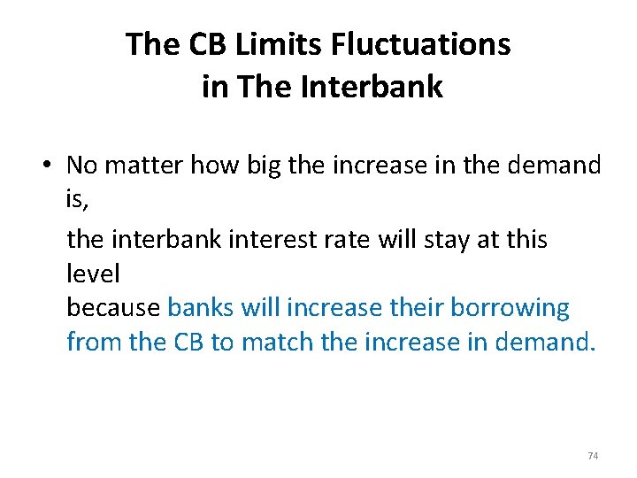 The CB Limits Fluctuations in The Interbank • No matter how big the increase